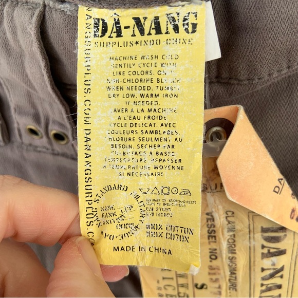 Da-Nang Cotton Cargo Pants S Wide Leg Grey TWW506 Drawstring Hem - Picture 6 of 7